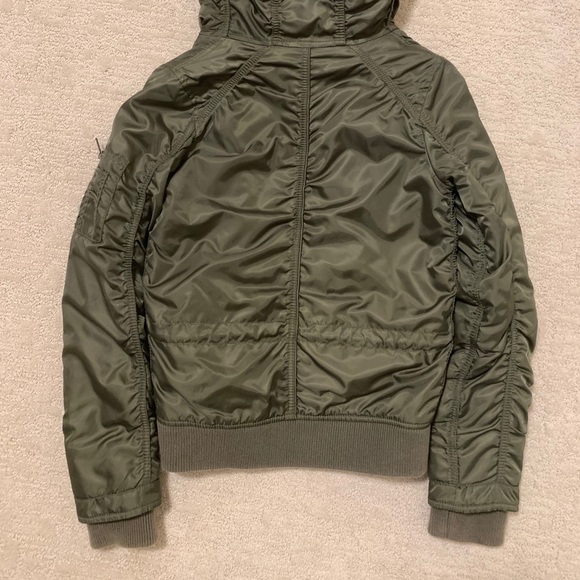 Army green hooded jacket, 90% new, - Picture 2 of 5